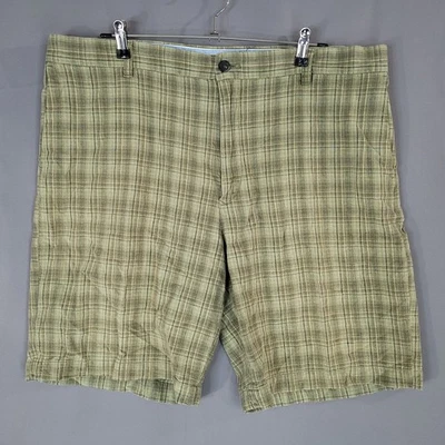 IZOD Men's Shorts 40 Green Plaid Linen Cotton Flat Front Casual - Image 1 of 4