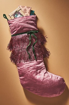 NUEVO Anthropologie Erika Malva Flecos Terciopelo Arco Medias de Navidad Foto 1 de 4