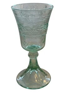Vtg Indiana Glass Tiara Glass Green Last Supper Goblet Christian Communion - Picture 1 of 6