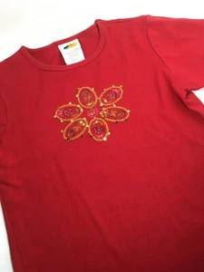 Girls Bass Pro Shop Embellished Red T-shirt XL 100% Cotton Slim Fit Short Sleeve - Picture 1 of 7
