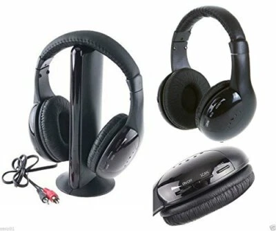 Cuffie Stereo Wireless 5 IN 1 Senza Fili WIFI per Pc Tv Mp3 bluetooth auricolari - Immagine 1 di 4