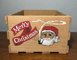 Merry Christmas Santa Claus Wood Box Crate - 8.5x6x4 in. - Picture 1 of 3