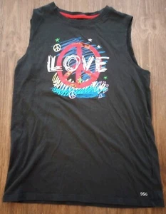 DSG Performance Black Peace Love Boys Tank Top Size XL 18 - Picture 1 of 12
