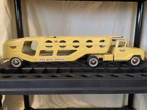 Vintage 1960's Tonka Car Carrier 840 Yellow Truck Pressed Steel Toy with Box