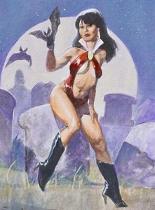 ORIGINAL MIKE HOFFMAN GORGEOUS VAMPIRELLA PIN UP SCI FI PAINTING PINUP ART - Picture 1 of 4