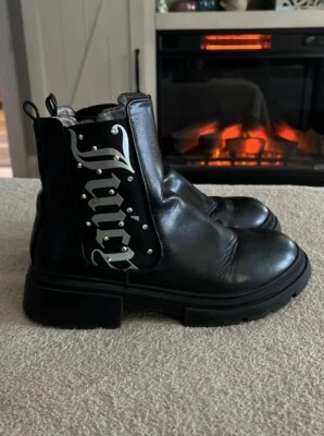 Botas Juicy Couture Talla 4M Rubí Cremallera Lentejuelas Negras Tacón Bloque Niñas Mujeres Foto 1 de 4