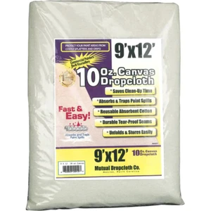 9 ft. x 12 ft. 10 oz. Natural Canvas Drop Cloth Reusable Washable Indoor Outdoor - Picture 1 of 12