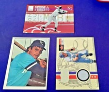 1975 SSPC GEORGE BRETT RC #167 + FLEER PLATINUM JERSEY 2001+ TORCH 2005 ELITE 