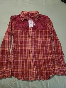 Free People Pomagranat Button Down Western Style Casual Sz. Xs Retail 98.00 - Picture 1 of 7