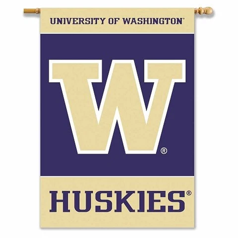 NCAA University of Washington Huskies 2-SIDED 28" X 40" BANNER W/Pole Sleeve Cover