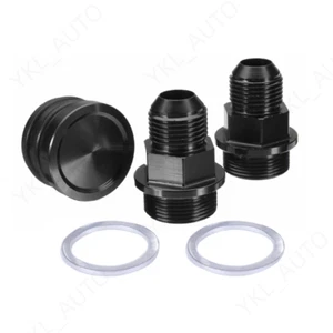 Black Block Plug Breather Fittings Kit For Honda B16 B18C Catch Can M28 To 10AN - Imagen 1 de 12