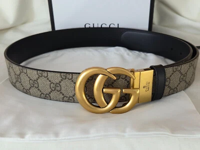 Auténtico Cinturón Reversible Cuero Negro/Marrón Marmont Gucci Dorado GG 95cm 32/34 Foto 1 de 4