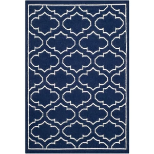 SAFAVIEH Dhurries DHU625D Handwoven Navy / Ivory Rug - Picture 1 of 22