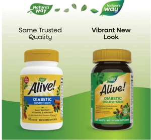 Alive! Unisex Diabetic Multivitamin Daily Support with Alpha Lipoic Acid, 60 Ct - Picture 1 of 14