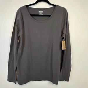 Duluth Trading Women's 2XL XXL Gray Grey Scoop Neck Shirt Long Sleeve Round Neck - Picture 1 of 8