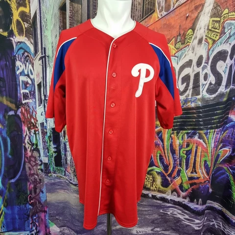 Cliff Lee Philadelphia Phillies Majestic Red Jersey Style Shirt Large (W5) Cover