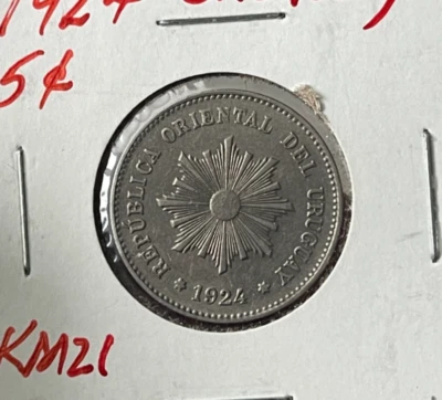 1924 Uruguay 5 Centesimos L2 - Image 1 of 2