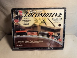 Juego de tren fundido a presión locomotora de escritorio - motor de vapor, vía 7 pies, vintage - Imagen 1 de 2