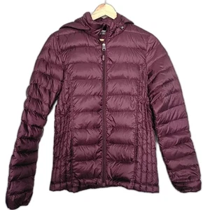 Heatkeep Burgunder Lila Daunen Puffer Jacke Wintermantel abnehmbare Kapuze S - Bild 1 von 7
