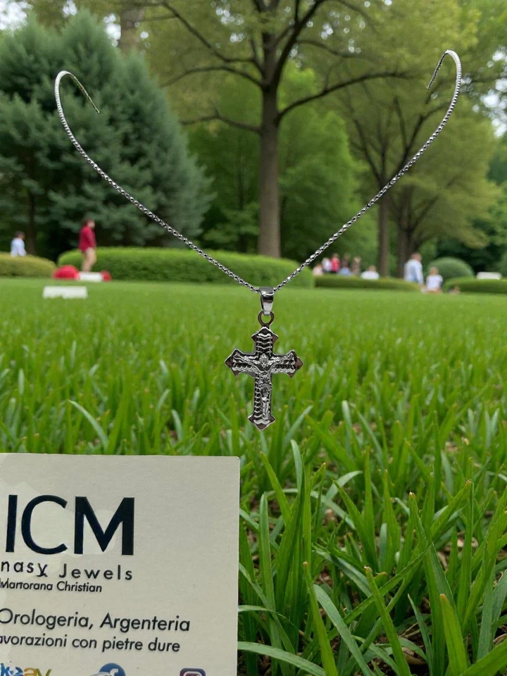 Collana in Argento 925 con Croce Incisa – Eleganza Artigianale - Immagine 1 di 4