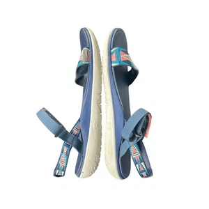 Teva Sandals- Womens Size 7.5 Blue White Pink- Aztec Pattern- preowned outdoors  - Picture 1 of 9