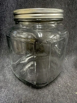 Kitchen Storage Clear Glass Jar With Brushed Aluminum Lid 32 Oz USA - Image 1 of 4