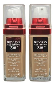 2 Pack Revlon Age Defying 3X Anti Aging & Lifting Foundation 40 Medium Beige - Picture 1 of 5
