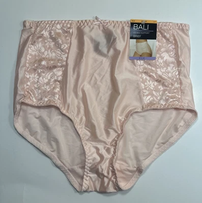 Bali Double Support Brief Panty L/7 LargeDFDBBF Light Pink Silky Panties NWT - Image 1 of 4