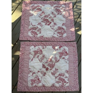 French Country Toile Stepp Kissenbezüge Rot Weiß Wende Standard Set 2 - Bild 1 von 20