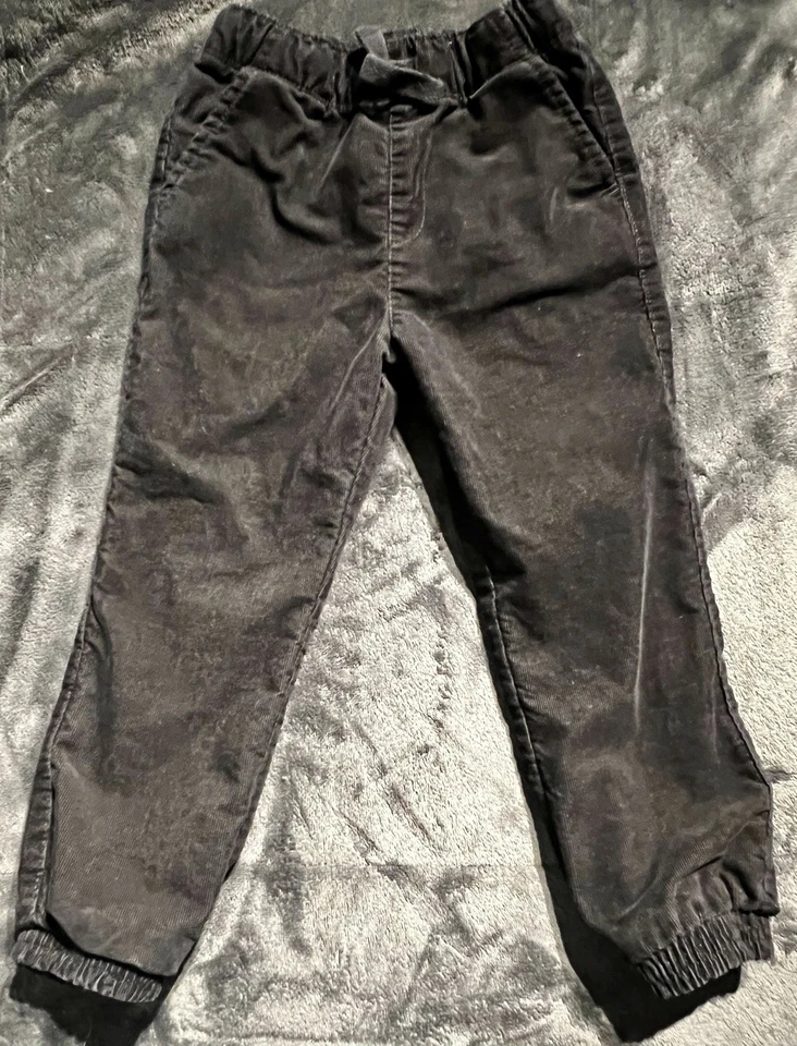 Pantalones de pana forrados negros para niños, talla 4T de EE. UU., cintura ajustable Foto 1 de 4