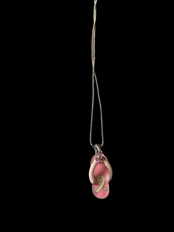Avon breast cancer awareness flip-flop necklace - Image 1 of 1