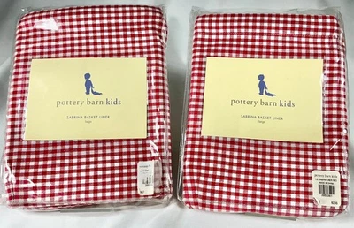 Forros de canasta grande PBK Pottery Barn Kids Sabrina X 2 rojo a cuadros de guinga nuevo en paquete Foto 1 de 3
