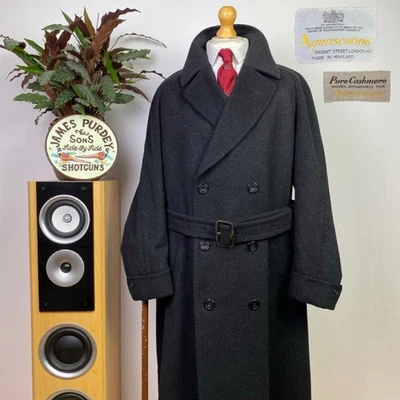 Aquascutum (44) 100% CASHMERE Long Raglan Overcoat Trench Coat Belted Jacket - Image 1 of 4