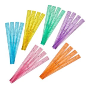 12 Inch Multicolored, Transparent, Semiflexible Safe-T Plastic Rulers, Rainbow P - Picture 1 of 12