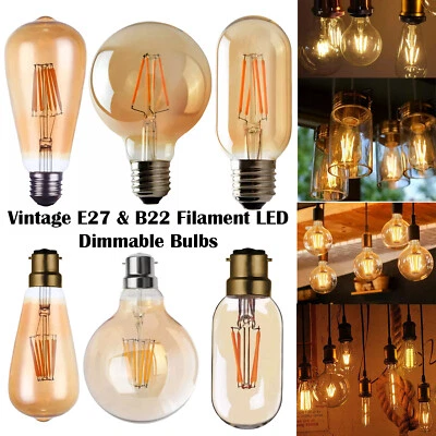 Antique Style Edison Vintage LED Light Bulbs Industrial Retro Lamps B22 or E27 - Image 1 of 4