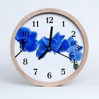 Tulup Horloge murale en bois 25fi cm horloge en bois - Fleurs d'orchidée