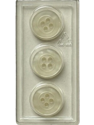 Buttons Pearlescent Round 4-Hole 3-Pack 9/16" 14MM Vintage Dill No.60 - Image 1 of 4