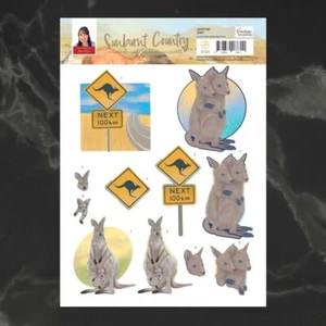 Couture 3D Diecut Decoupage A4 Sunburnt Country - Joey P Australia Kangaroo - Picture 1 of 1
