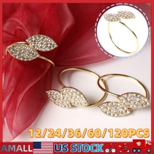 12-120x Rhinestone Napkin Rings Handmade Serviette Buckle Holder Wedding Dinner - Picture 1 of 26