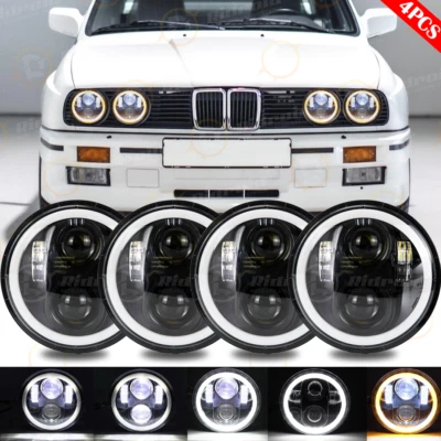 For BMW 325i 528i 535i 735i E30 5-3/4 5.75" LED Headlights Hi-Lo Round Headlamp - Image 1 of 4
