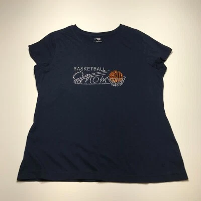 Camiseta Danskin Now Mujer Talla XXL (20) Bling "Mamá Baloncesto" Manga Gorra Azul Marino Foto 1 de 4