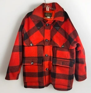Eddie Bauer Mackinaw Buffalo Jacket Goose Down Vented Wool Vintage Large - Picture 1 of 12