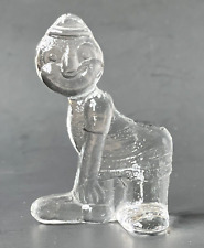 Kosta Boda 1970 Vtg Sweden Clear Glass Zoo Series Circus Clown 3.5" Figurine MCM