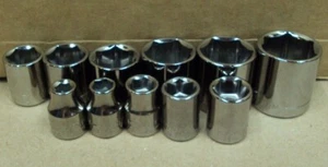 CRAFTSMAN Tools USA ~ G1 7/8" 43013 thru 1/4" 42999 6pt 3/8" Dr Socket Set/11 - Picture 1 of 9
