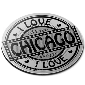 Round Mouse Mat (bw) - I Love Chicago USA America Travel #40288 - Bild 1 von 8