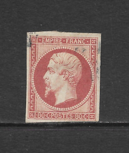 FRANCE SCOTT 19 USED FINE - 1854 80c LAKE/YELSH ISSUE (B) - NAPOLEON III