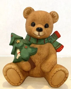 Homco Bear Christmas Tree Scarf Figure Figurine  #5104 4" Tall - Picture 1 of 3