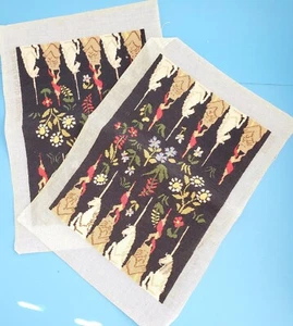 VTG MID CENTURY NEEDLEPOINT BACKGAMMON, COMPLETED MEDIEVAL UNICORNS, LIONS RARE - Picture 1 of 10