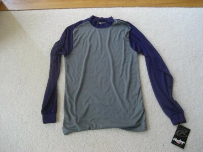 NEW Rawlings Men’s Long Sleeve Baseball Base Layer Shirt Gray Purple  - Small AS - Изображение 1 из 3
