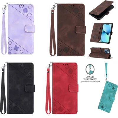 Skin Leather Flip Wallet Strap Phone Case For OPPO C35 Realme 9i C31 C15 C25 V11 - Image 1 of 4